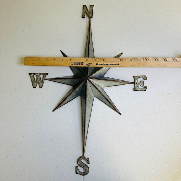 Rustic Metal Compass Rose Wall Art Decoration Nautical Star Compass Star Decor - Picture 8 of 14